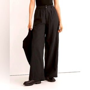 Madewell Pleated High Waist Wide-Leg Cropped viscose pant